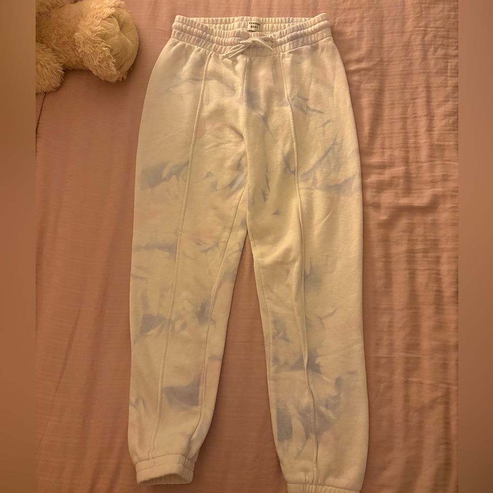 Sunday Best White Pink/Blue Tie Dye Sweatpants